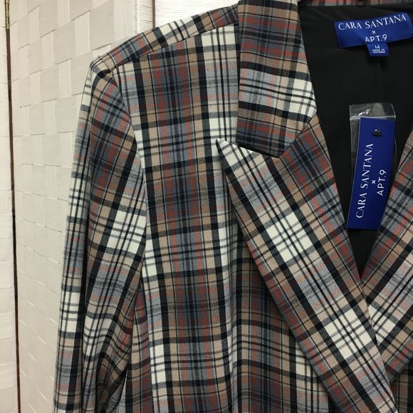 Nwt Apt. 9 Cara Santana plaid blazer size 14 - Picture 9 of 10